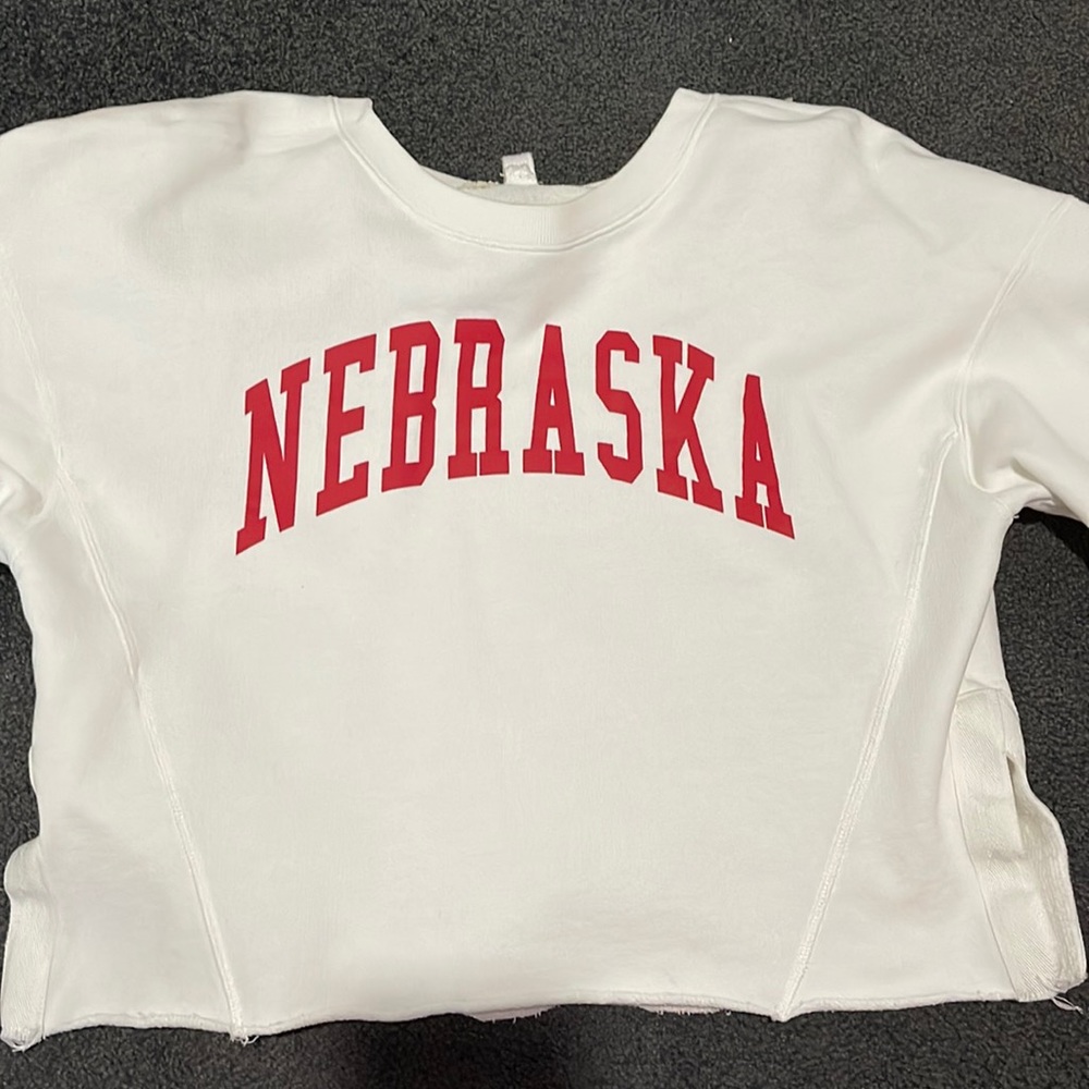 Off white crop top short sleeve sweater